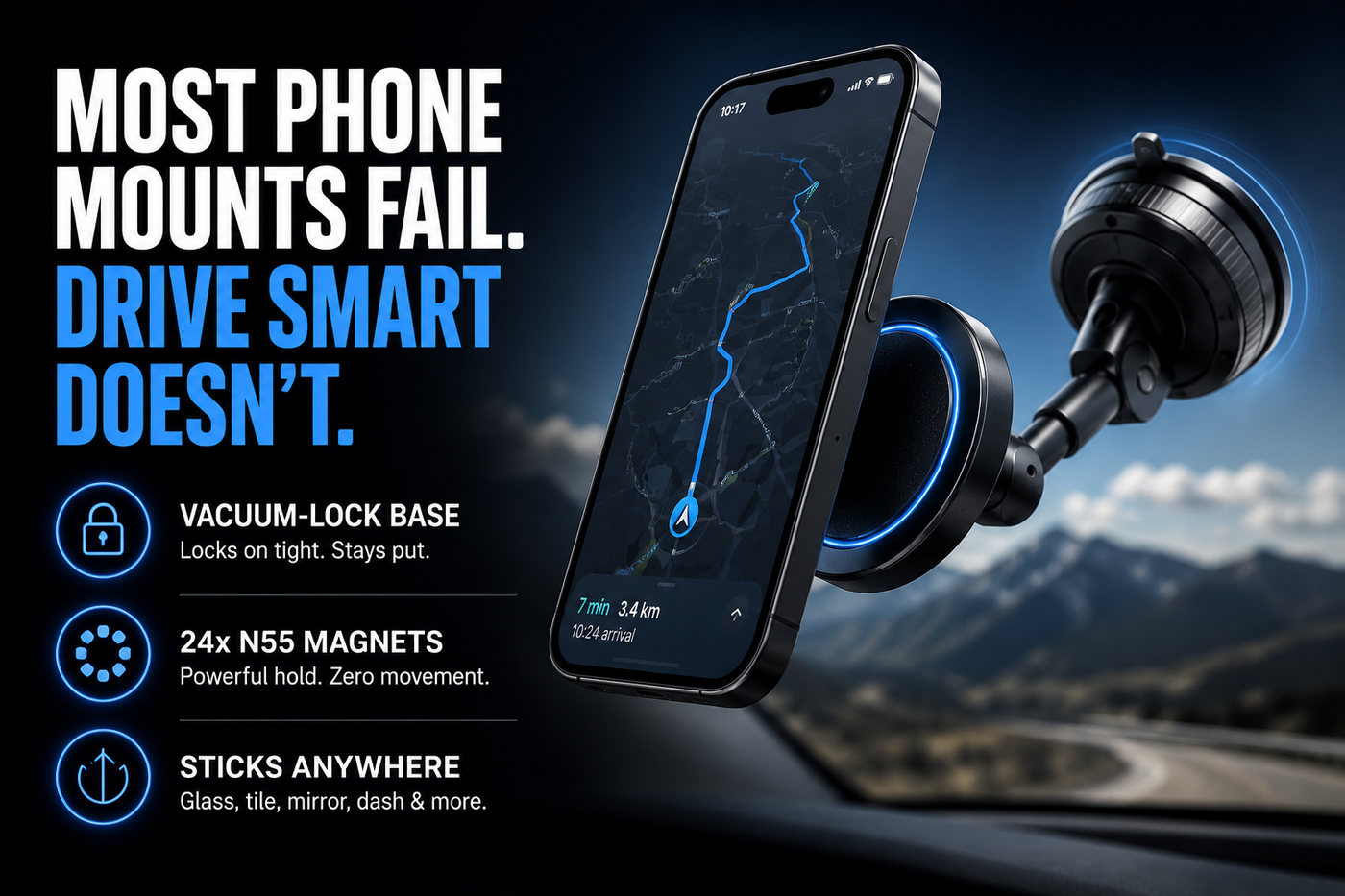 MOST PHONE MOUNTS WEREN'T BUILT FOR REAL DRIVING.