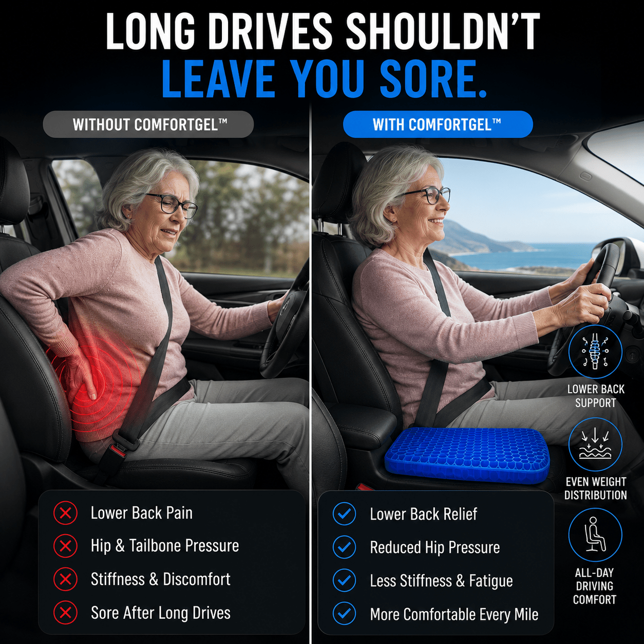 ComfortGel™ Driving Support Cushion - Drive Smart