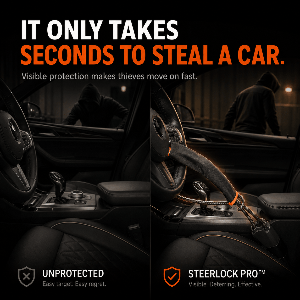 SteerLock Pro™ Steering Wheel Lock - Drive Smart
